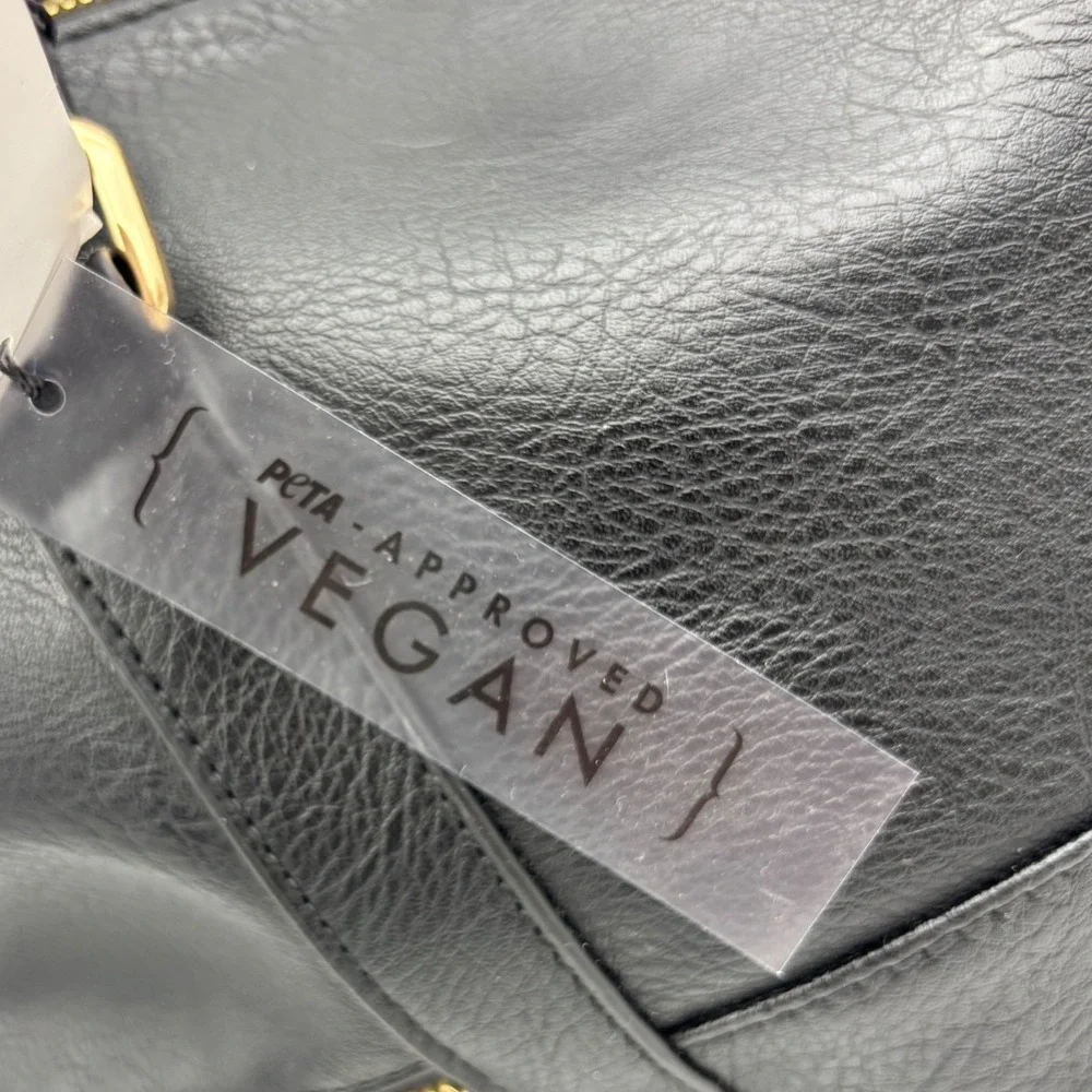 EMPERIA LOS ANGELES Black Vegan Leather Handbag NEW Bag Backpack Satchel Large